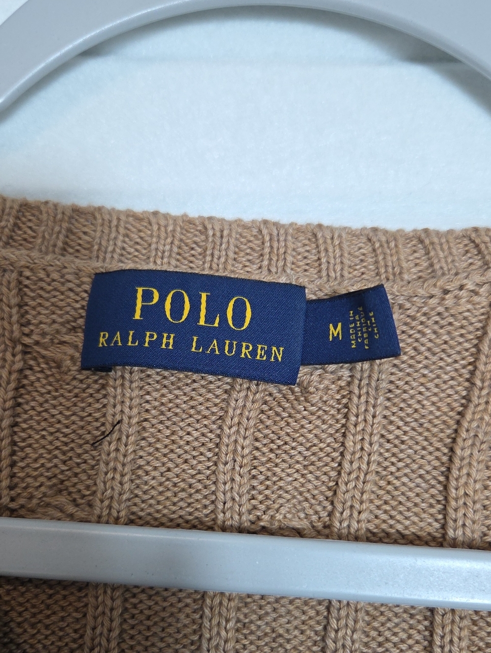 Polo Ralph Lauren 100% Cotton Cable Knit V-Neck Sweater Size M - Picture 3 of 11